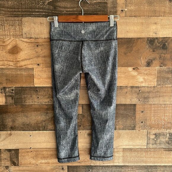 Lululemon Wunder Under Crop Leggings Full-On Luxtreme Burlap Texture Black Dune - Picture 2 of 9